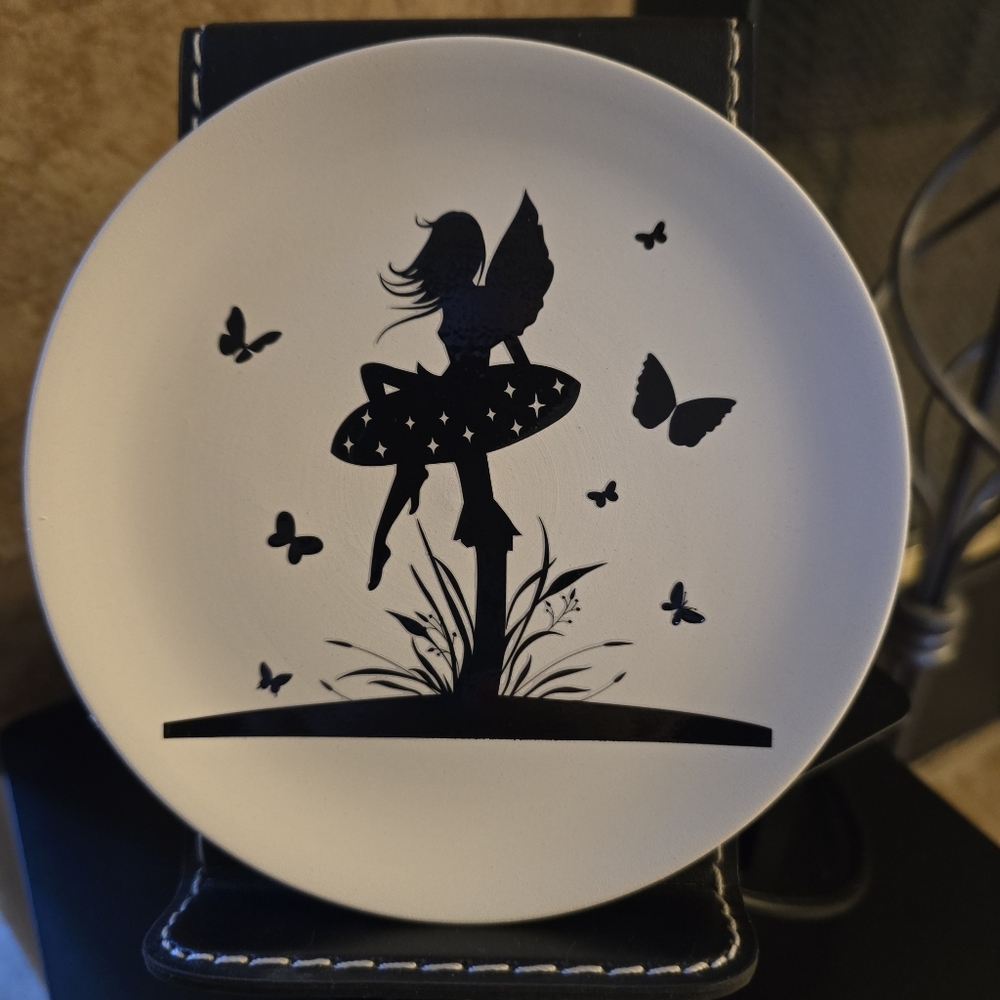 Fairy Silhouette Butterfly Mushroom Decorative Jewlery Plate